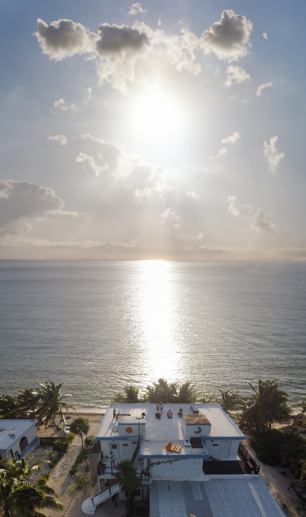 Aerial view of the house and the beach