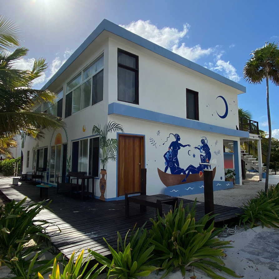 Casa Pronoia house exterior with mural